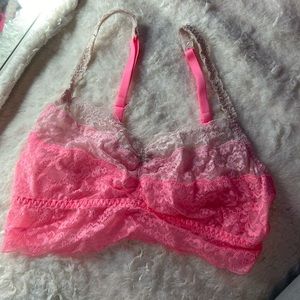 Pink lace bra